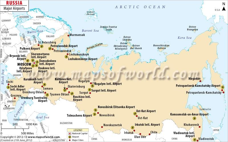 A rússia mapa do aeroporto