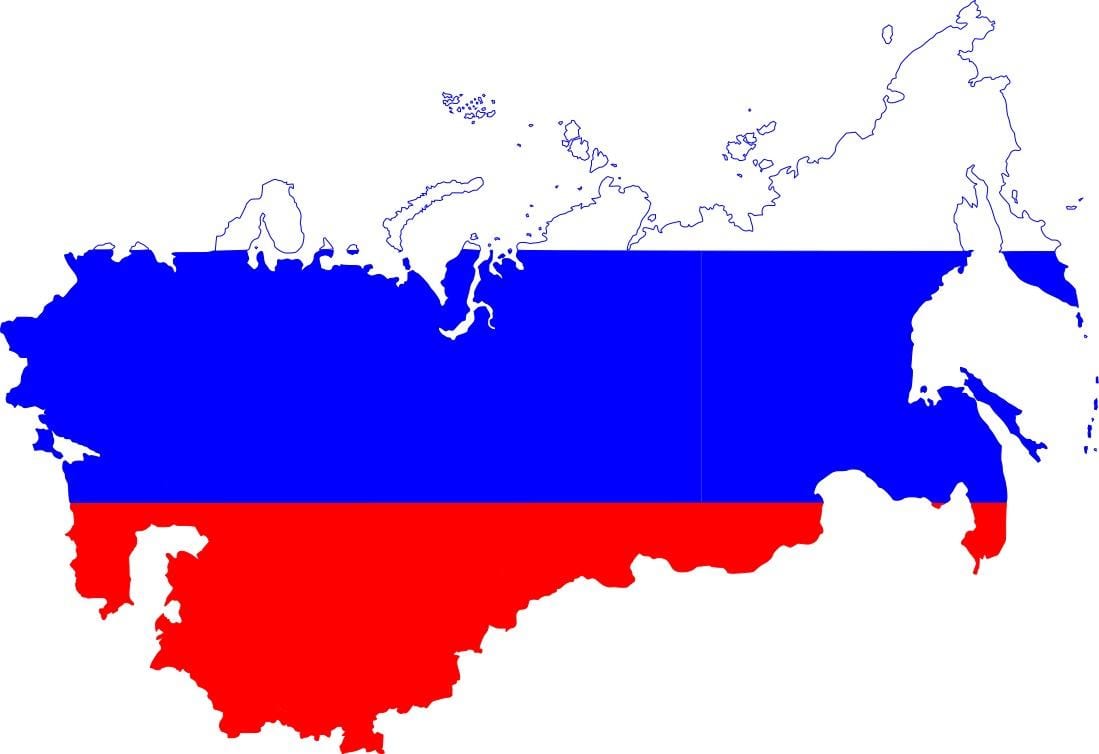 Rússia mapa bandeira