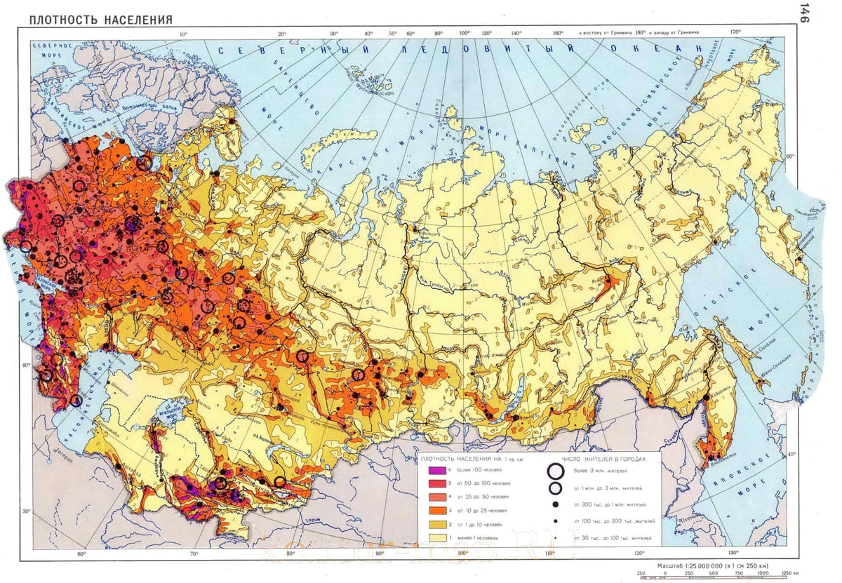 A rússia mapa de densidade populacional