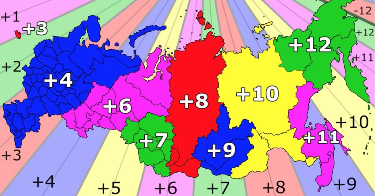 fusos horários Rússia mapa