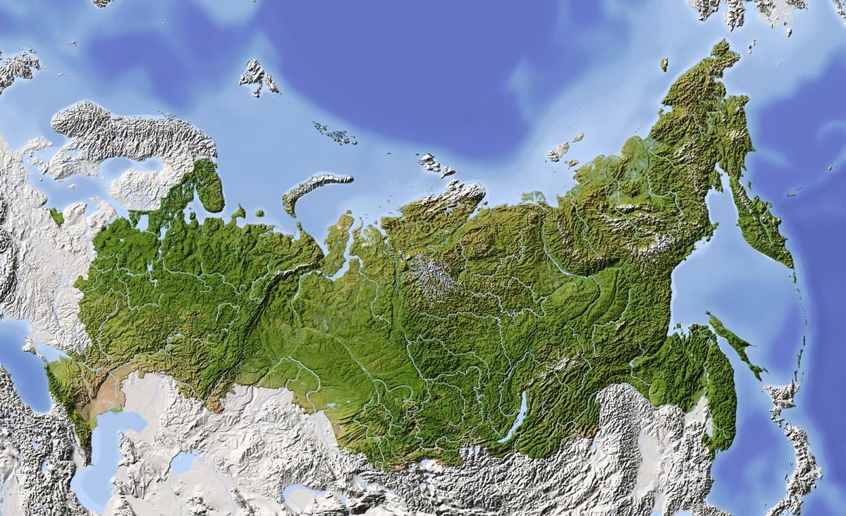mapa de satélite da Rússia