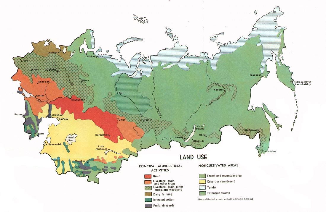 Russo recursos naturais mapa