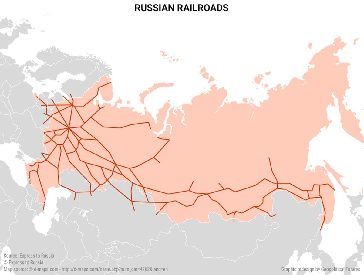 mapa da Rússia transportes