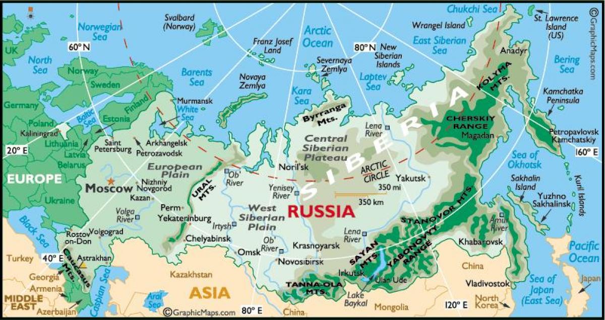 mapa da Rússia de viagens