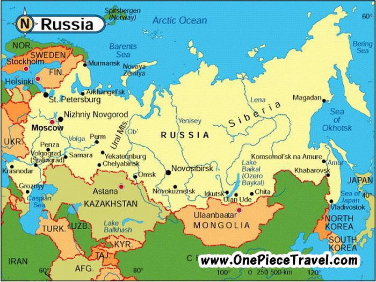 mapa turístico da Rússia