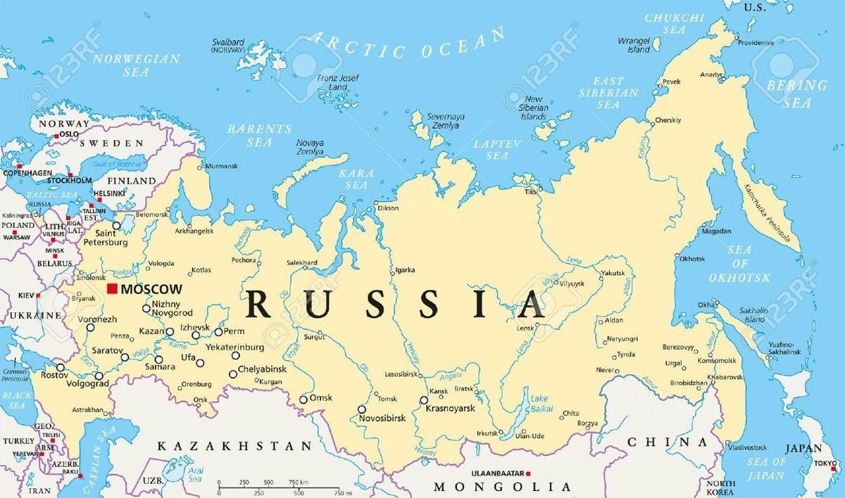 A rússia capital mapa