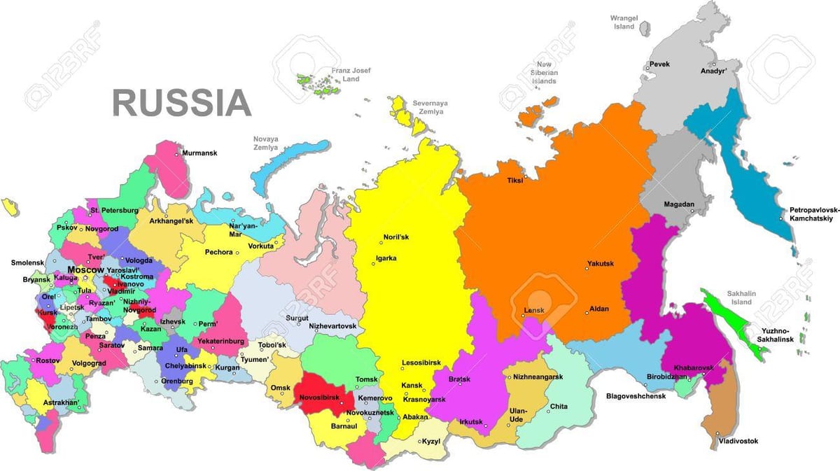 mapa da federação russa
