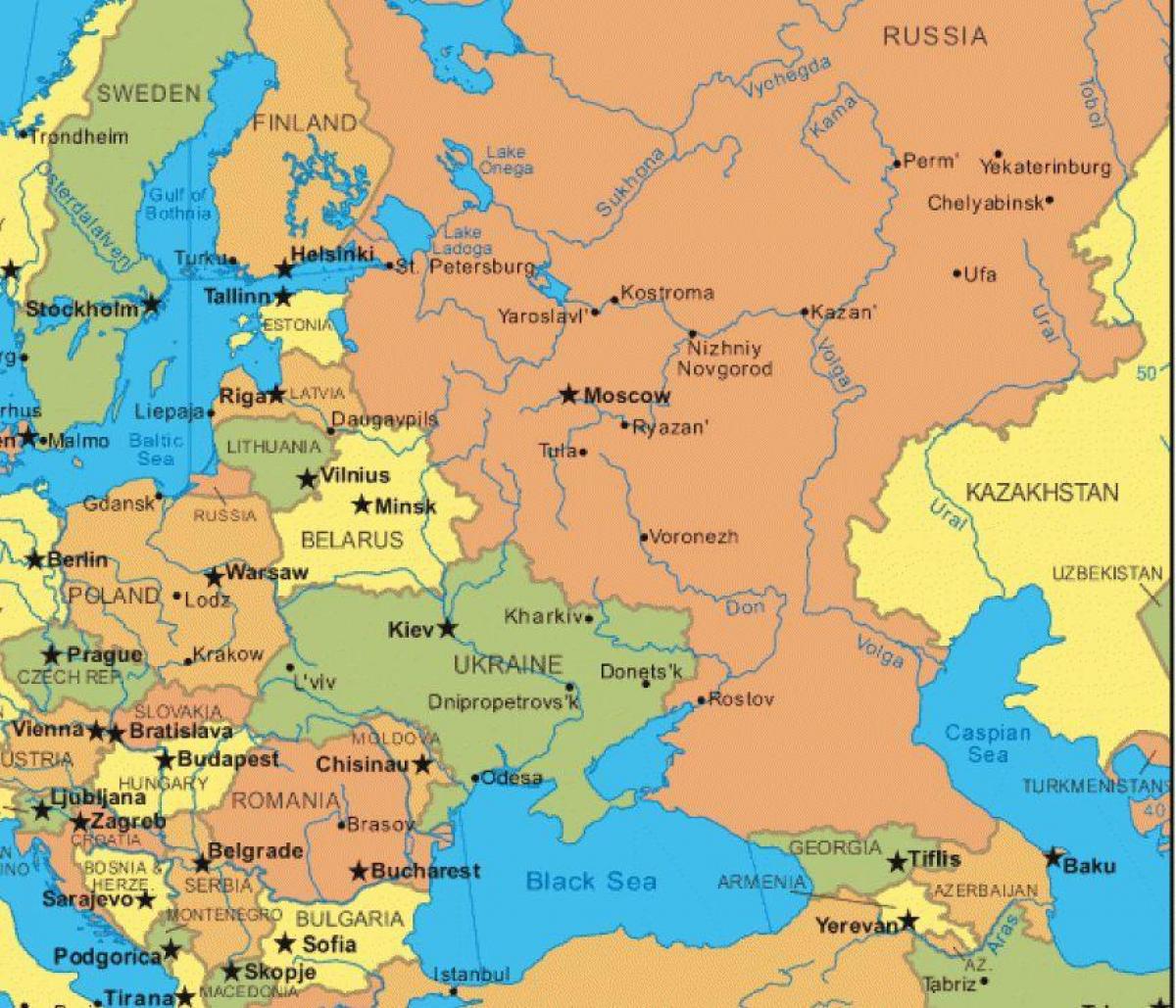 a europa de leste e Rússia mapa