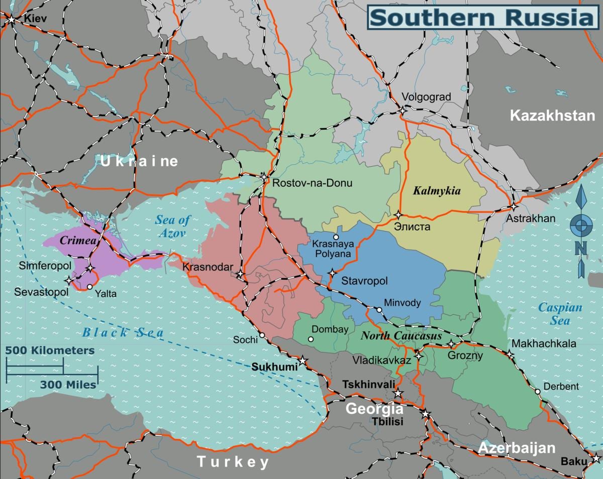 mapa do sul da Rússia