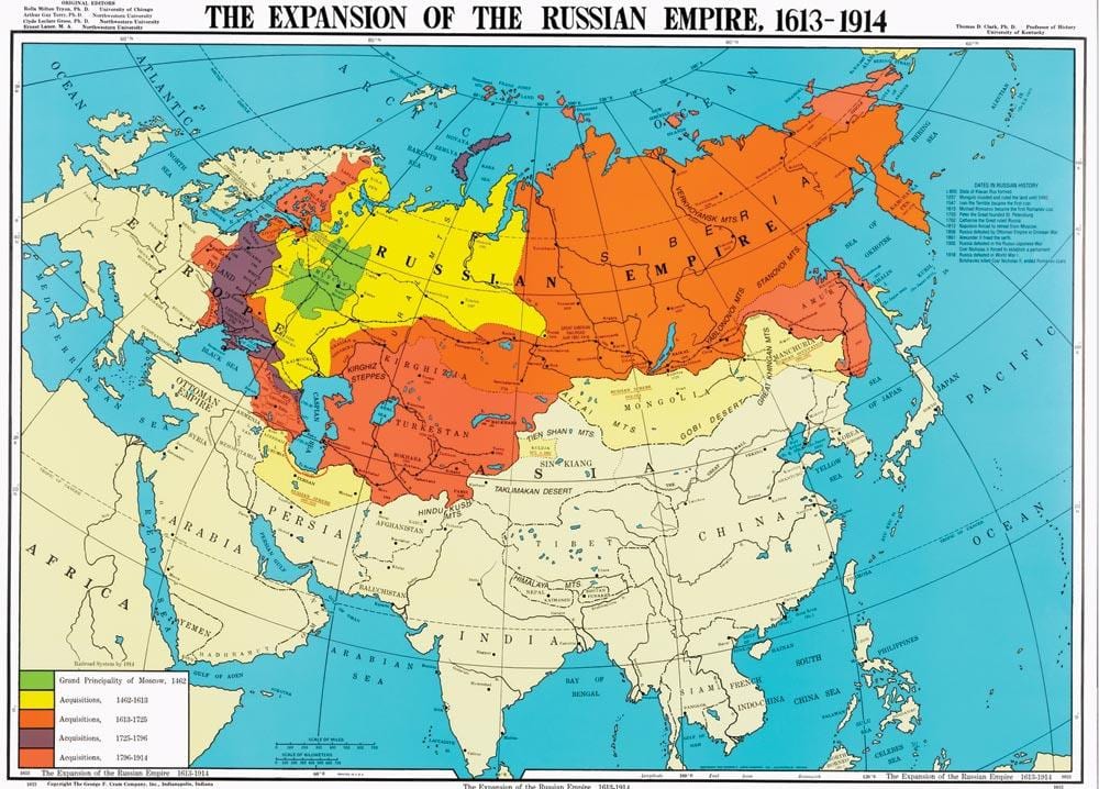 mapa da Rússia de 1914