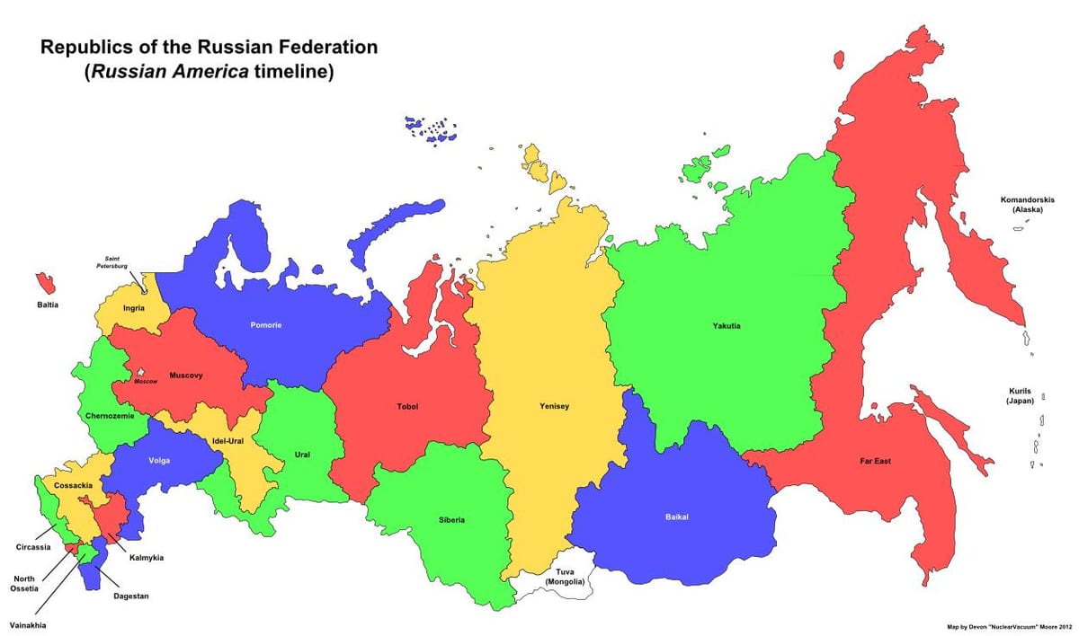 mapa da rússia repúblicas