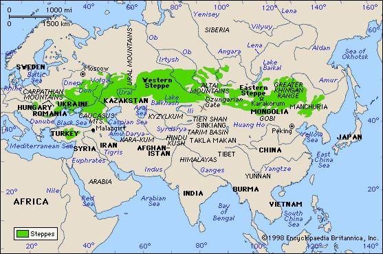 mapa das estepes russas