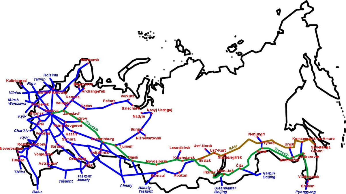 mapa da Russian railways