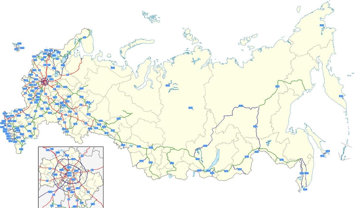 mapa da rússia estrada