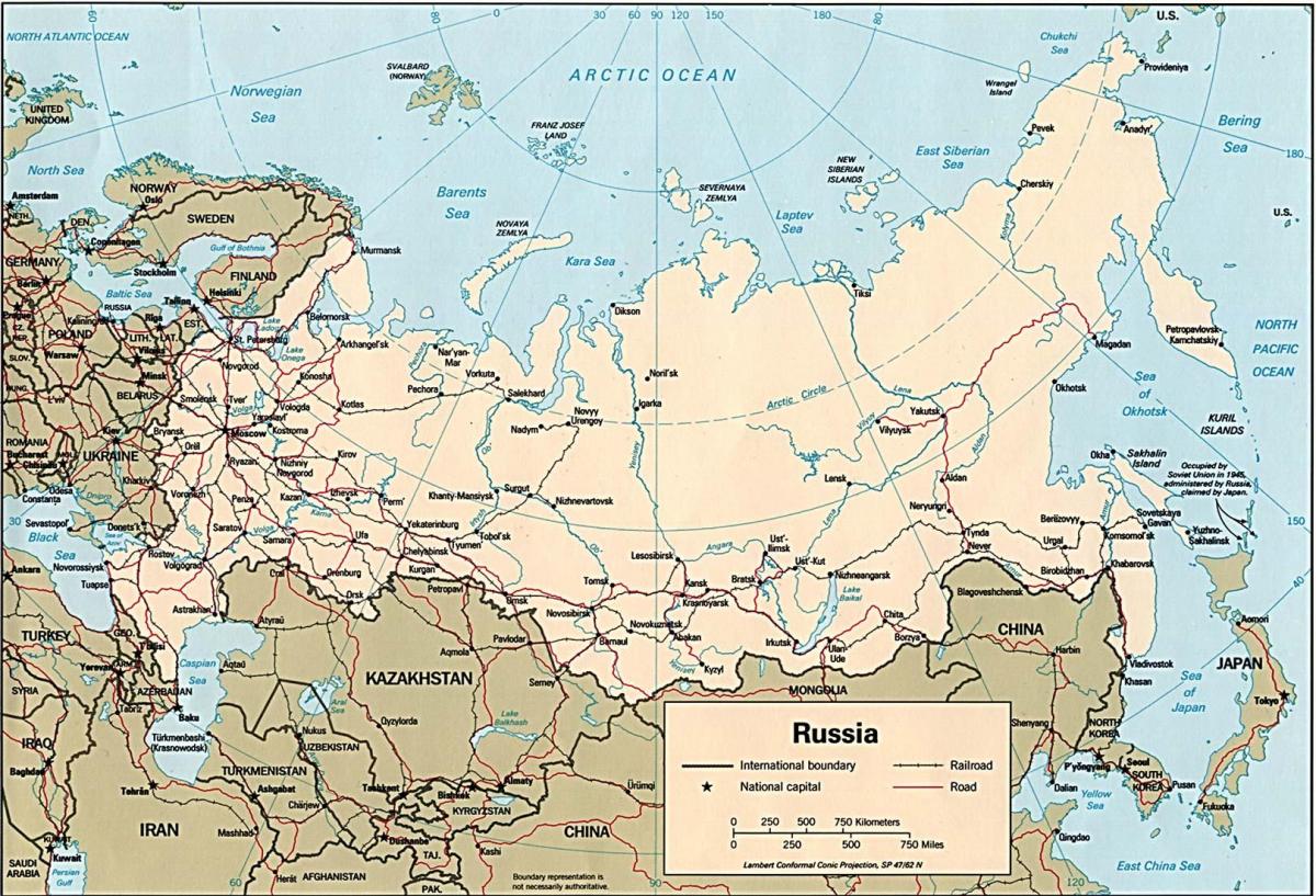 o mapa da Rússia