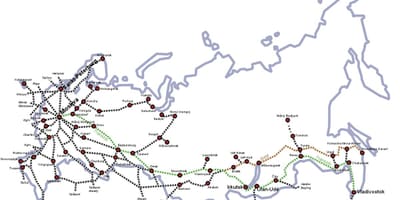 Trem mapa da Rússia