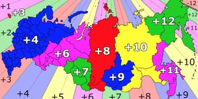 Fusos horários Rússia mapa