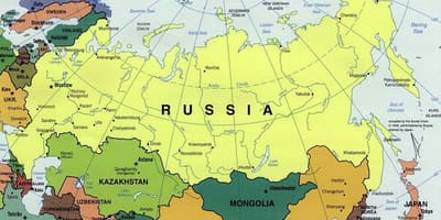 Mapa da Rússia e de países vizinhos