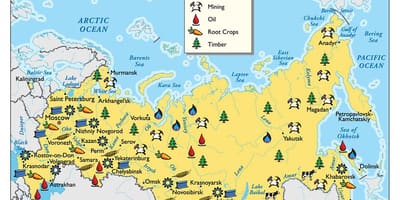 Mapa de recursos da Rússia
