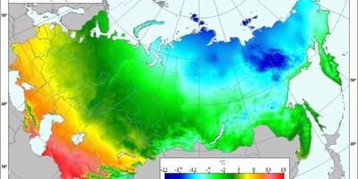 Mapa da Rússia temperatura