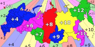 Fusos horários Rússia mapa
