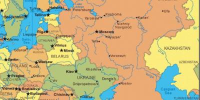 A europa de leste e Rússia mapa
