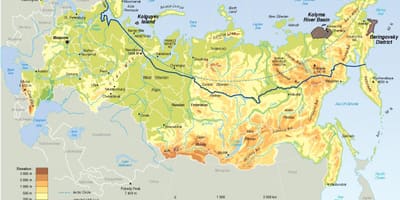 Mapa físico da Rússia