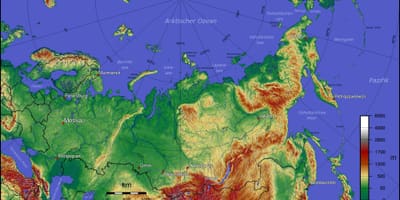 Mapa topográfico da Rússia