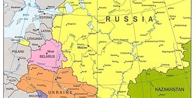Mapa da Rússia ocidental