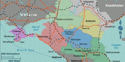 Mapa do sul da Rússia