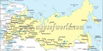 Mapa da Rússia e cidades